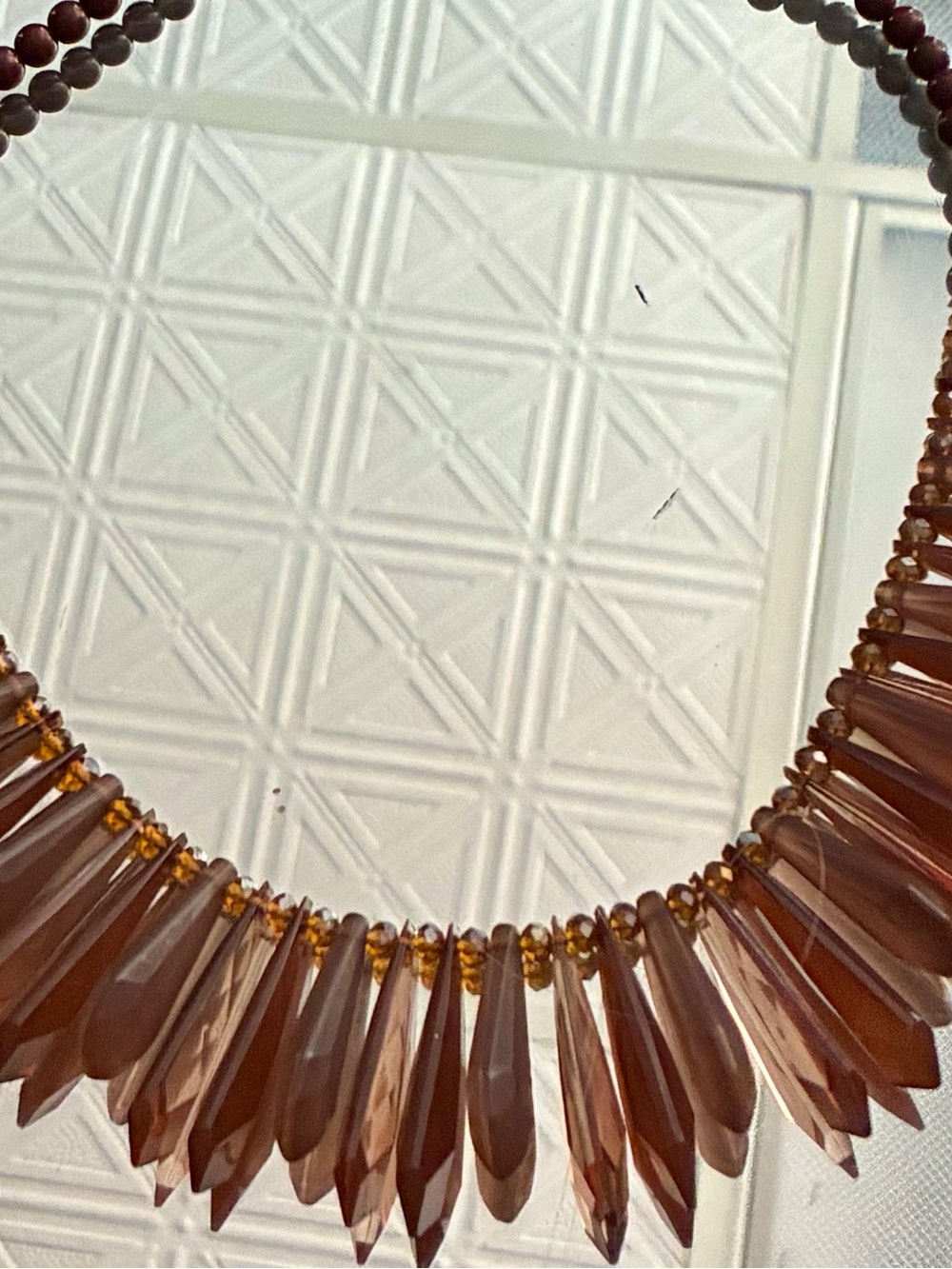Brown Crystal Spike Statement Necklace -